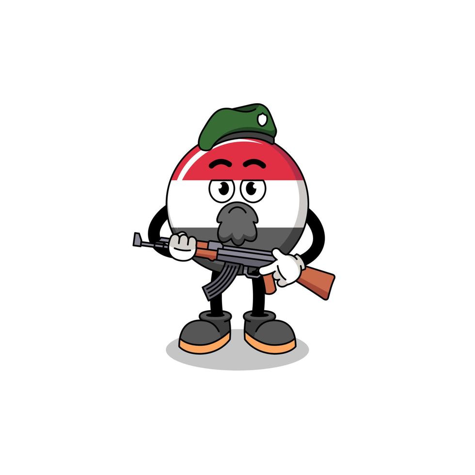 Character cartoon of yemen flag as a special force vector