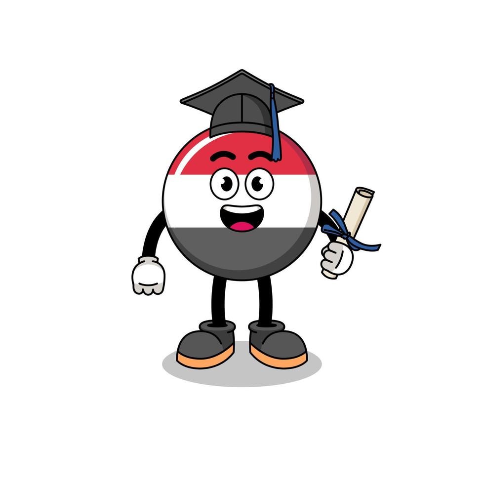 yemen flag mascot with graduation pose vector