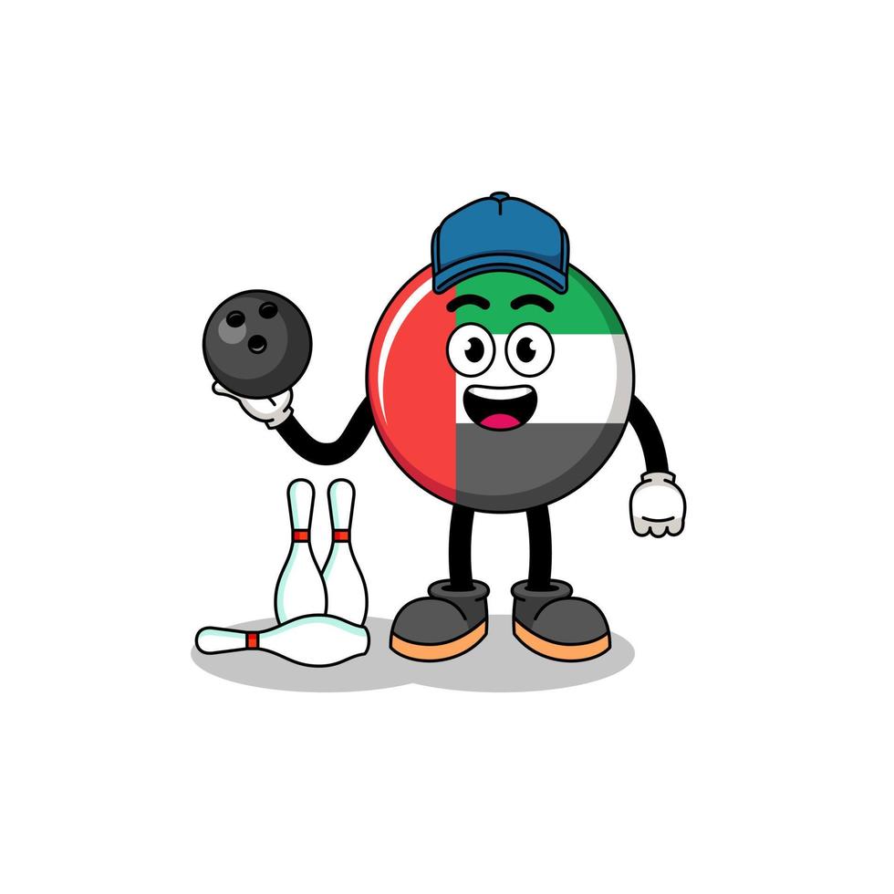 Mascot of UAE flag as a bowling player vector