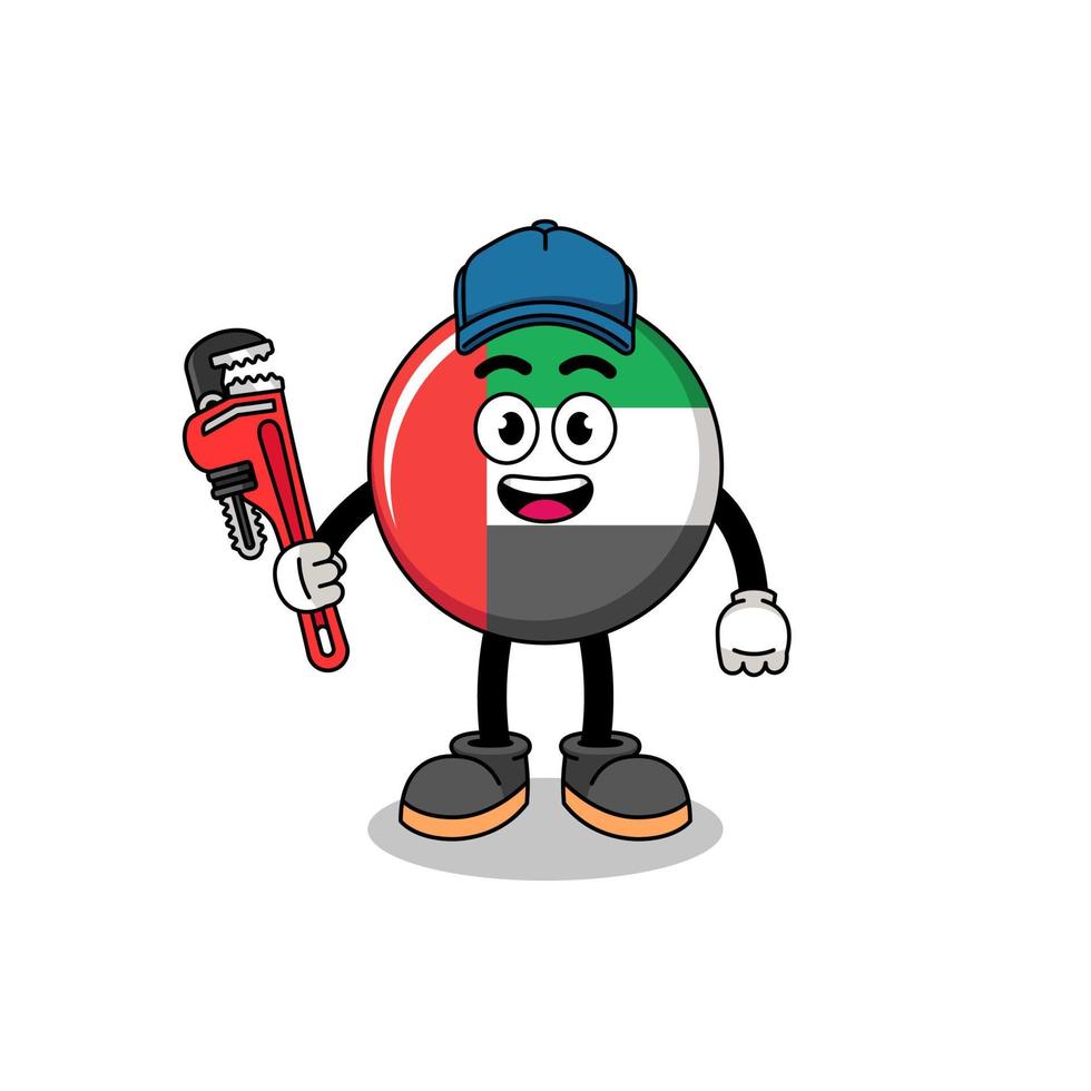 UAE flag illustration cartoon as a plumber vector