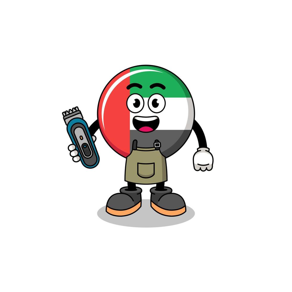 Cartoon Illustration of UAE flag as a barber man vector