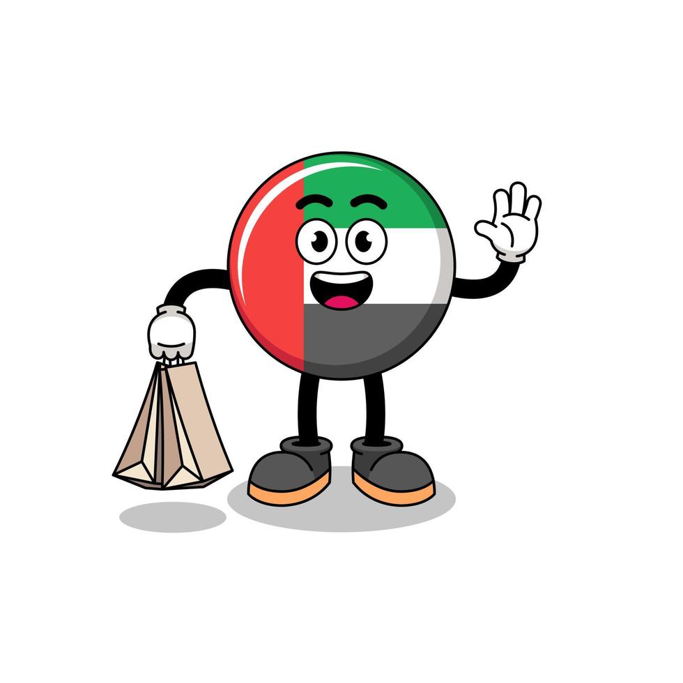 Cartoon of UAE flag shopping vector