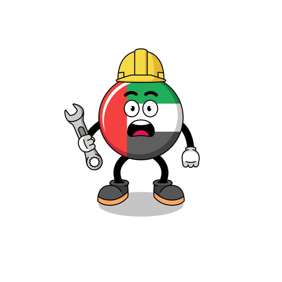 ilustración de personaje de la bandera de los emiratos árabes unidos con error 404 vector