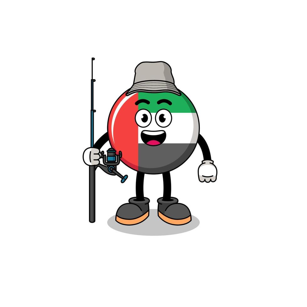 Mascot Illustration of UAE flag fisherman vector