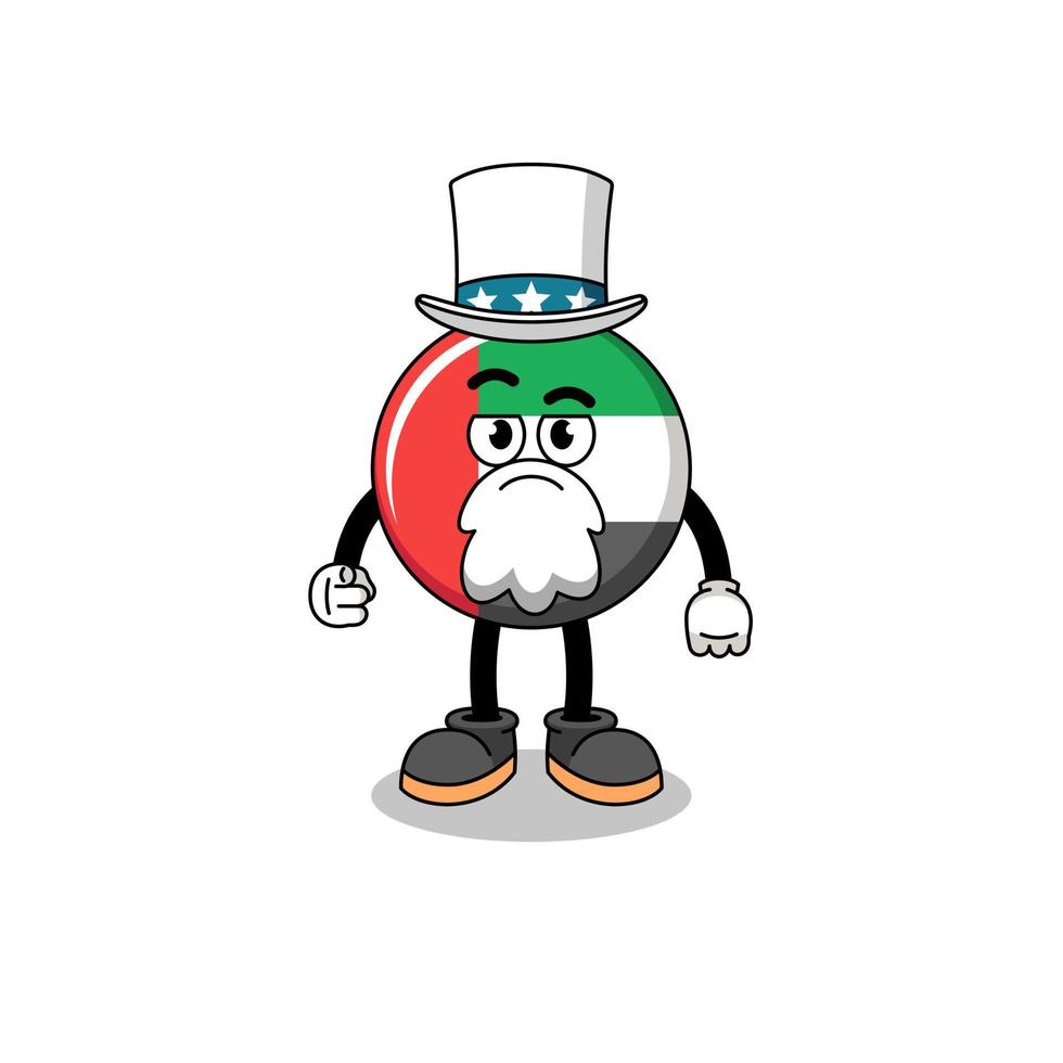 Illustration of UAE flag cartoon with i want you gesture vector