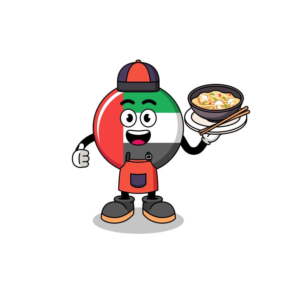 Illustration of UAE flag as an asian chef vector