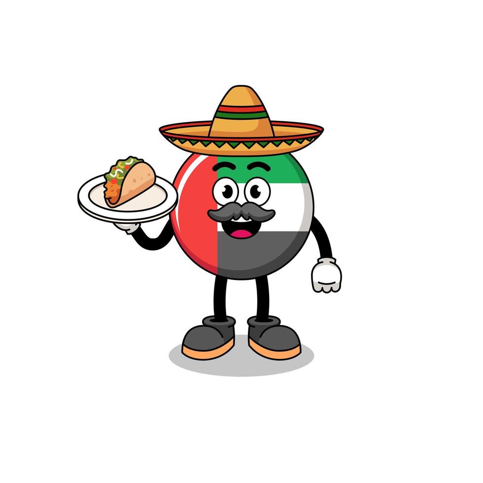 Character cartoon of UAE flag as a mexican chef vector