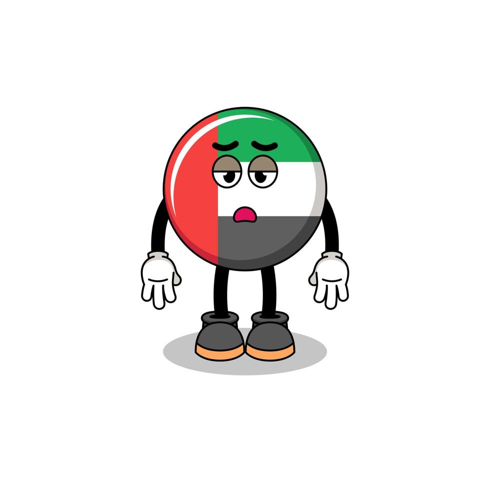 UAE flag cartoon with fatigue gesture vector