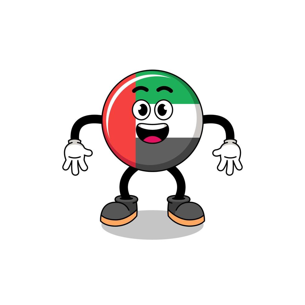 UAE flag cartoon with surprised gesture vector