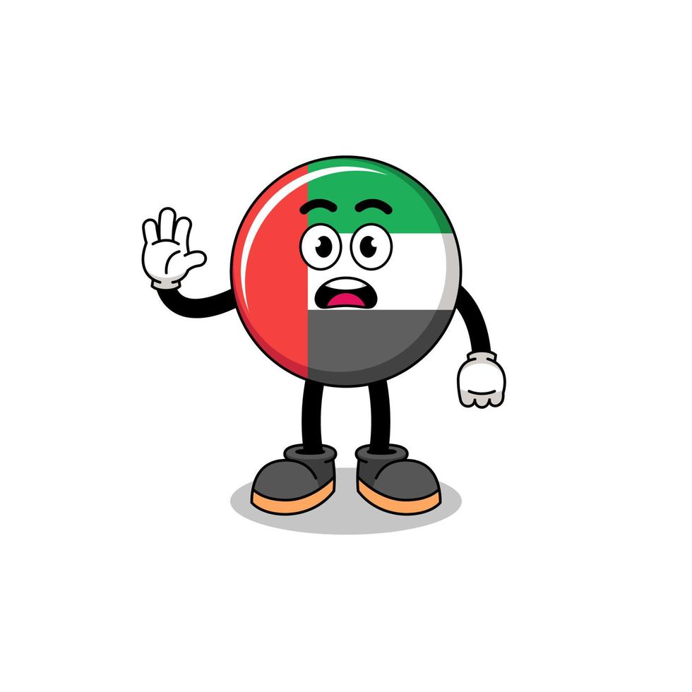 UAE flag cartoon illustration doing stop hand vector