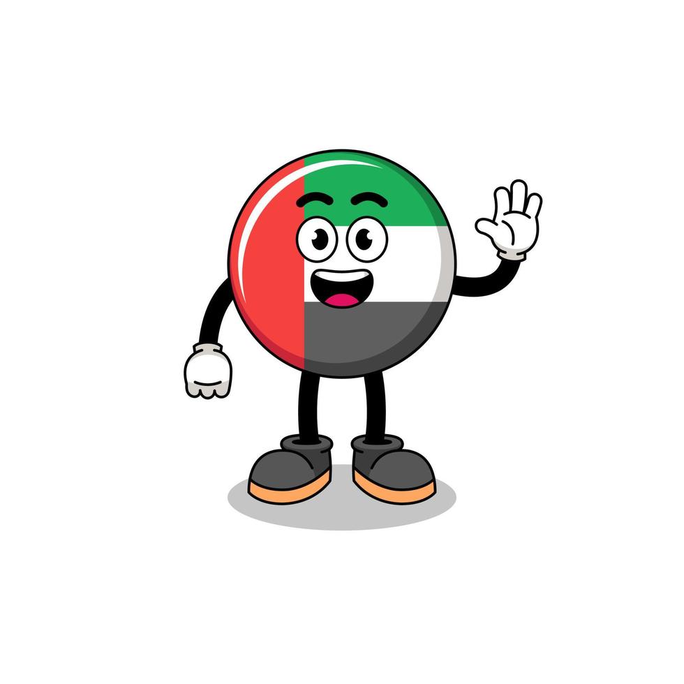 UAE flag cartoon doing wave hand gesture vector