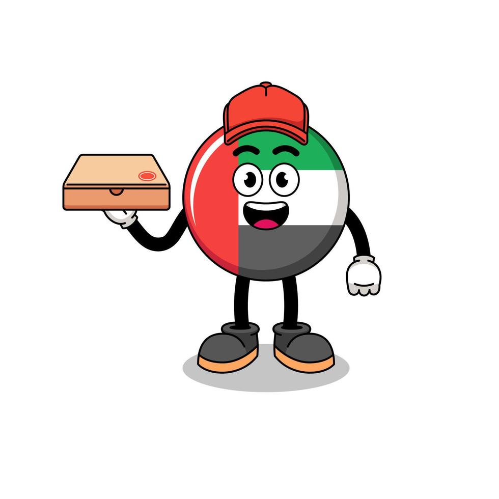 UAE flag illustration as a pizza deliveryman vector