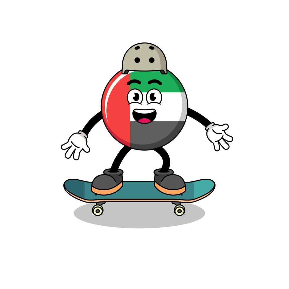 UAE flag mascot playing a skateboard vector