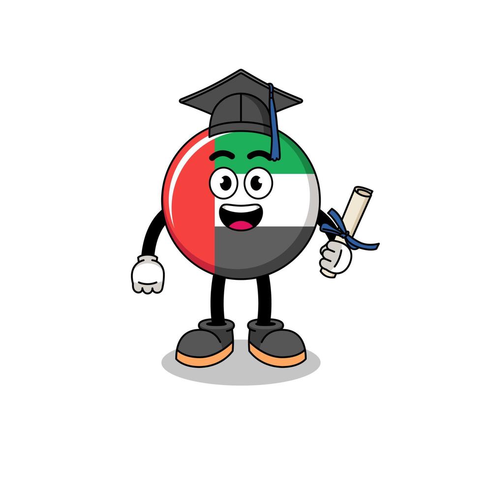 UAE flag mascot with graduation pose vector