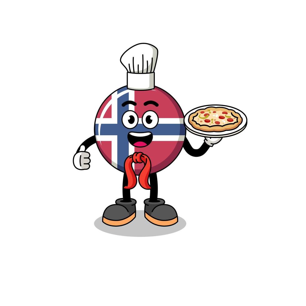 Illustration of norway flag as an italian chef vector