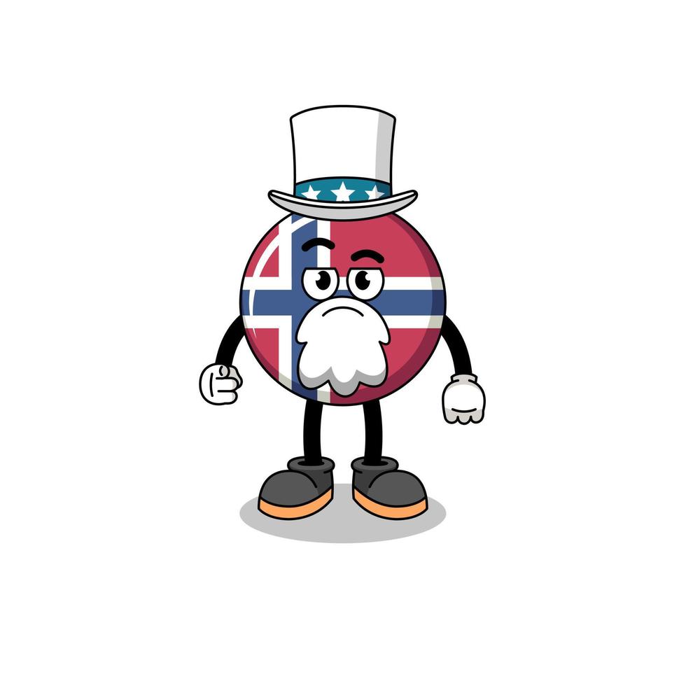 ilustración de dibujos animados de la bandera de noruega con te quiero gesto vector