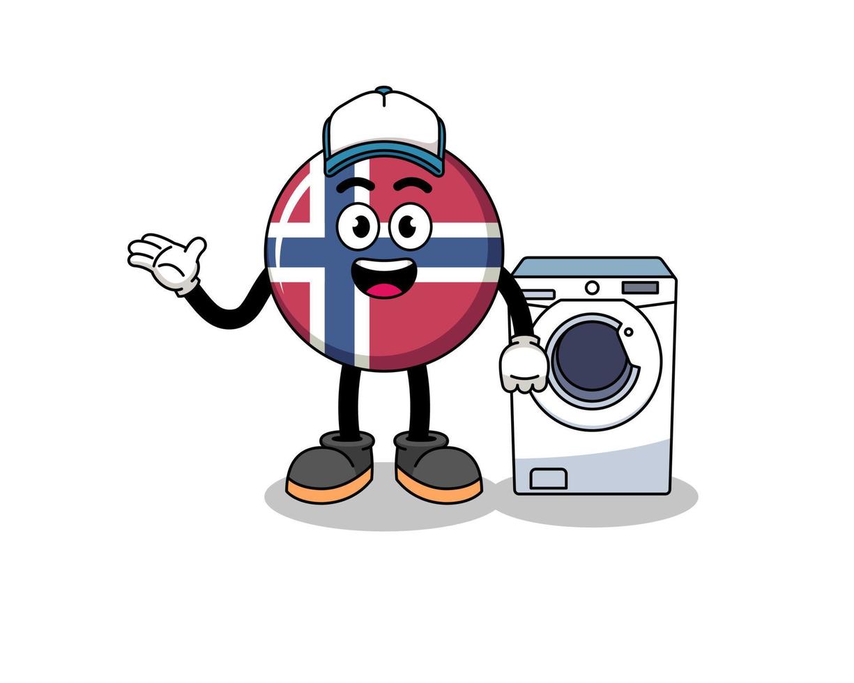 ilustración de la bandera de noruega como un hombre de lavandería vector
