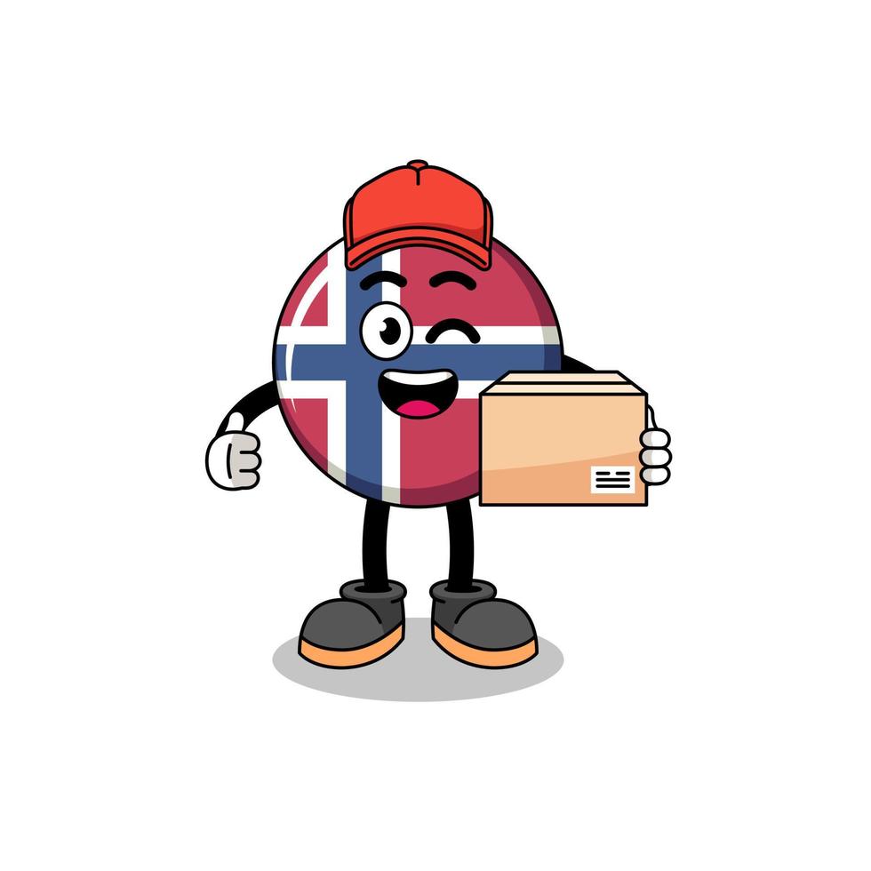 norway flag mascot cartoon as an courier vector