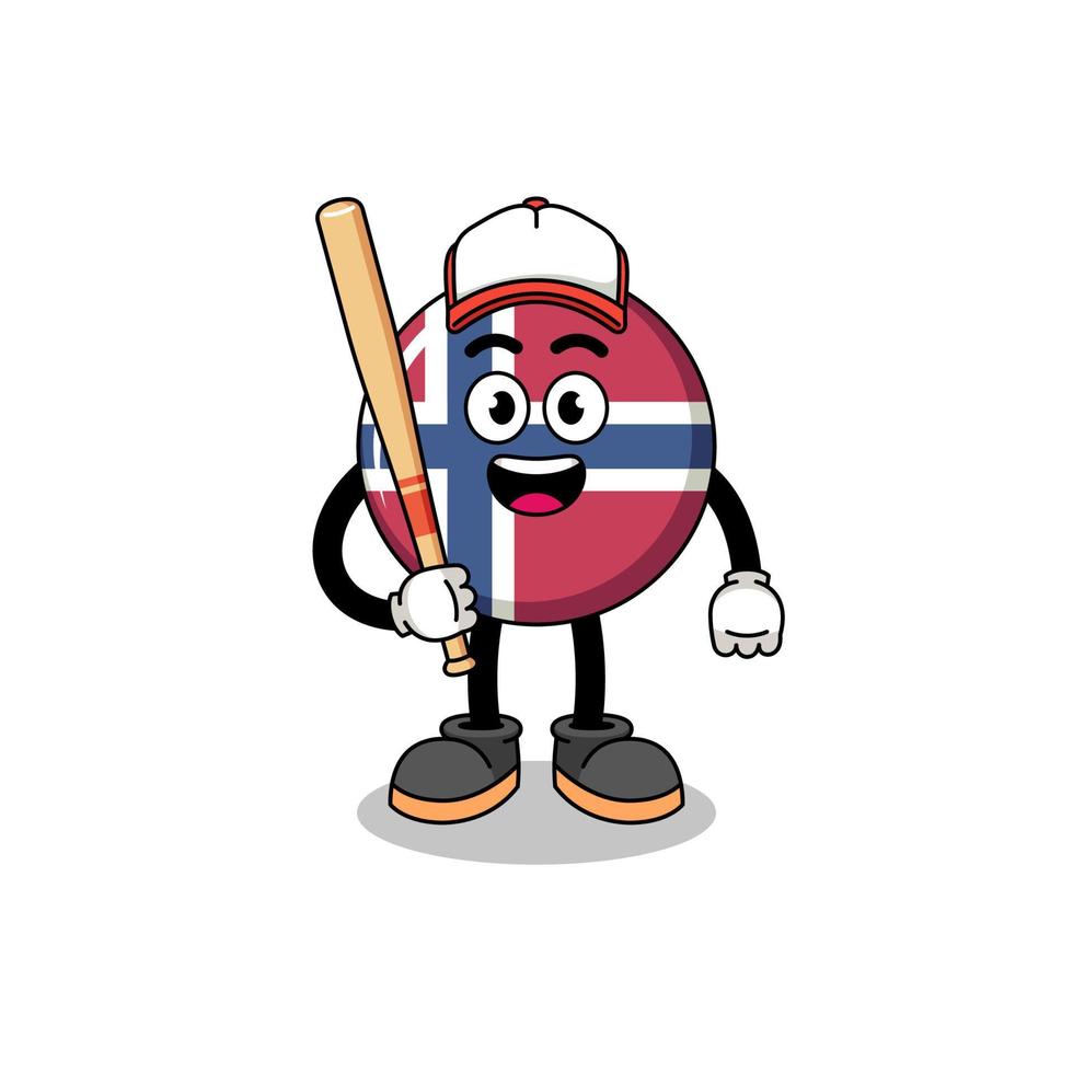 norway flag mascot cartoon as a baseball player vector