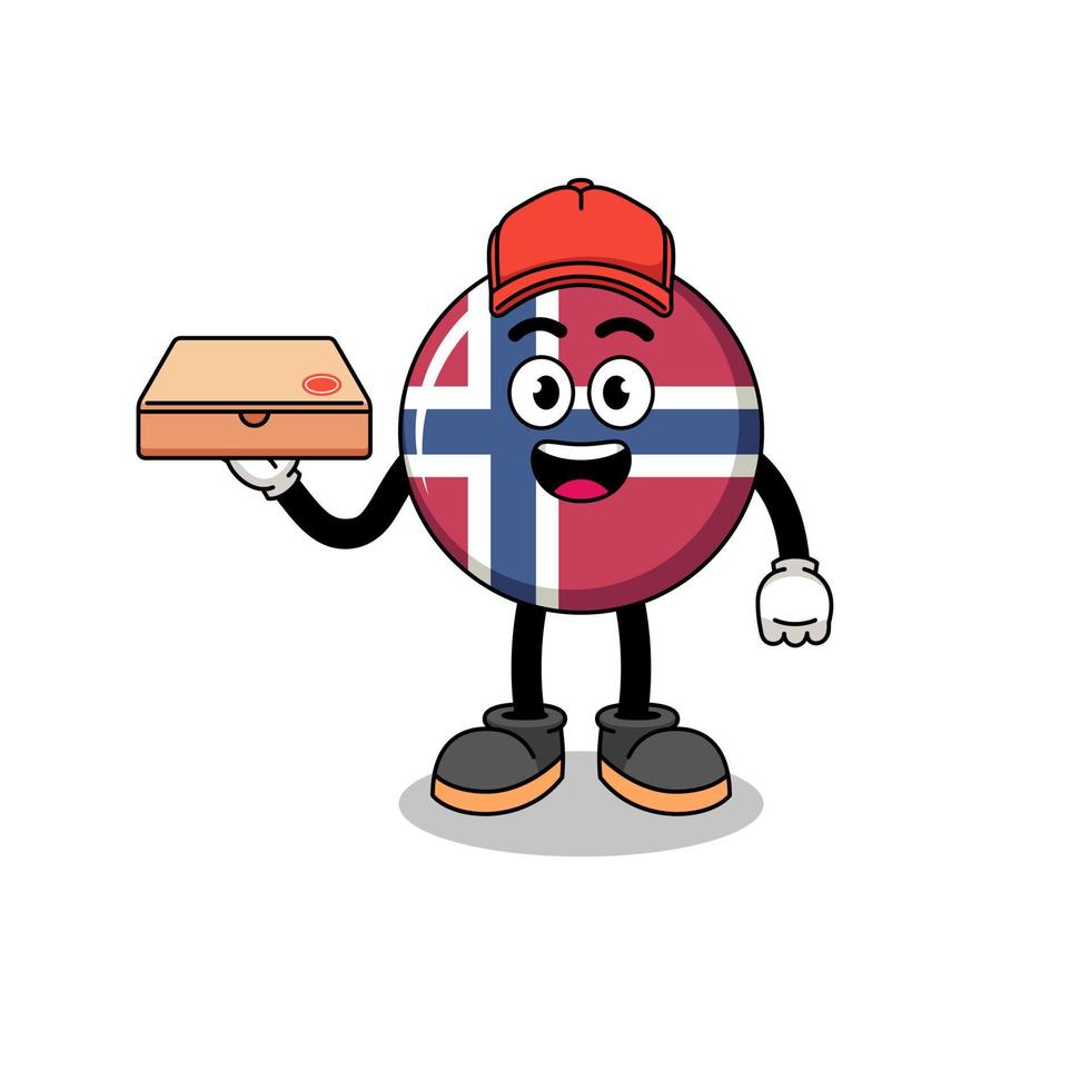 norway flag illustration as a pizza deliveryman vector