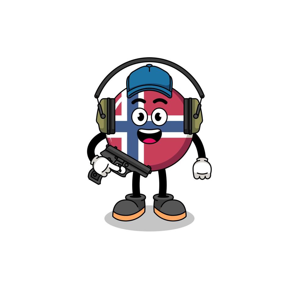 Character mascot of norway flag doing shooting range vector