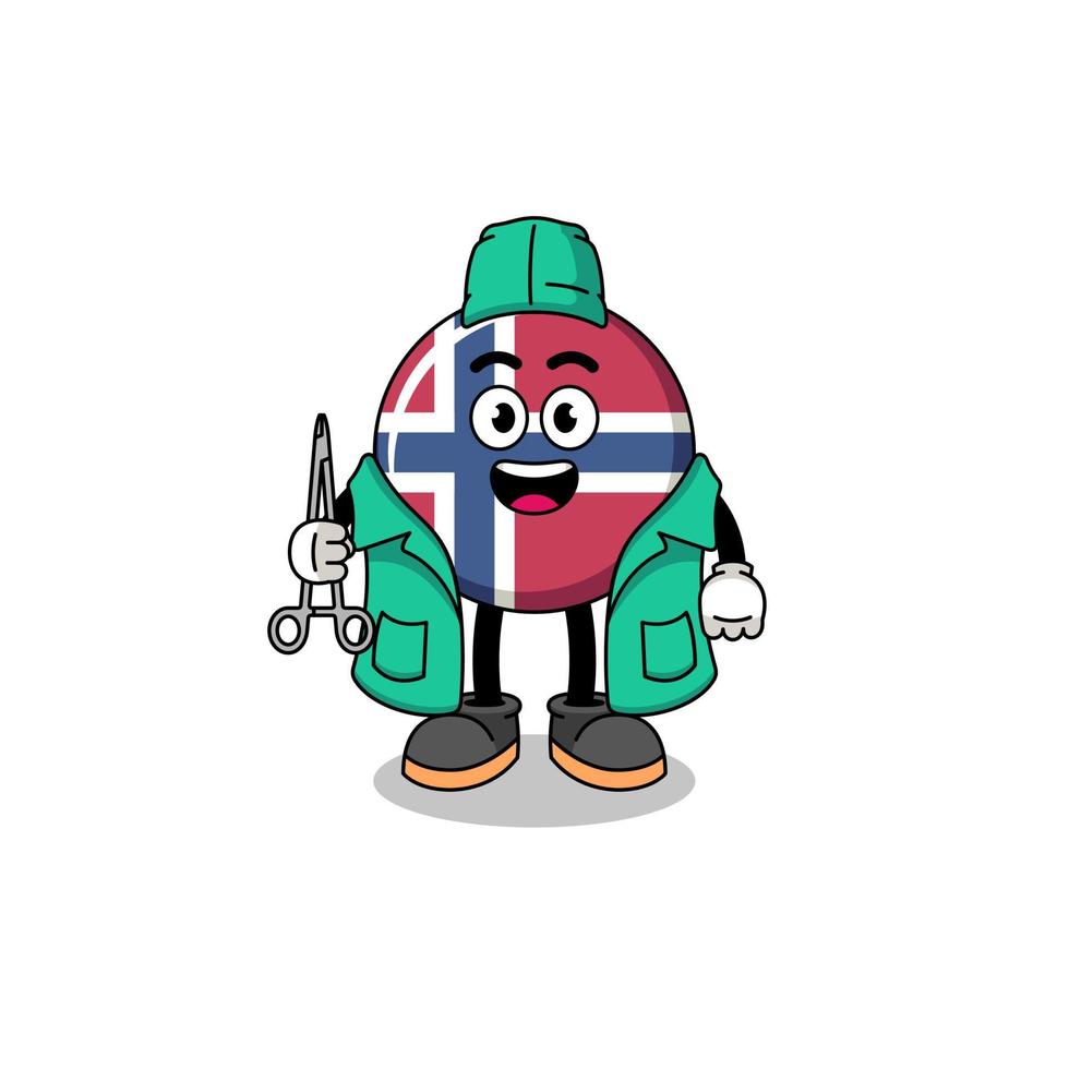 Illustration of norway flag mascot as a surgeon vector