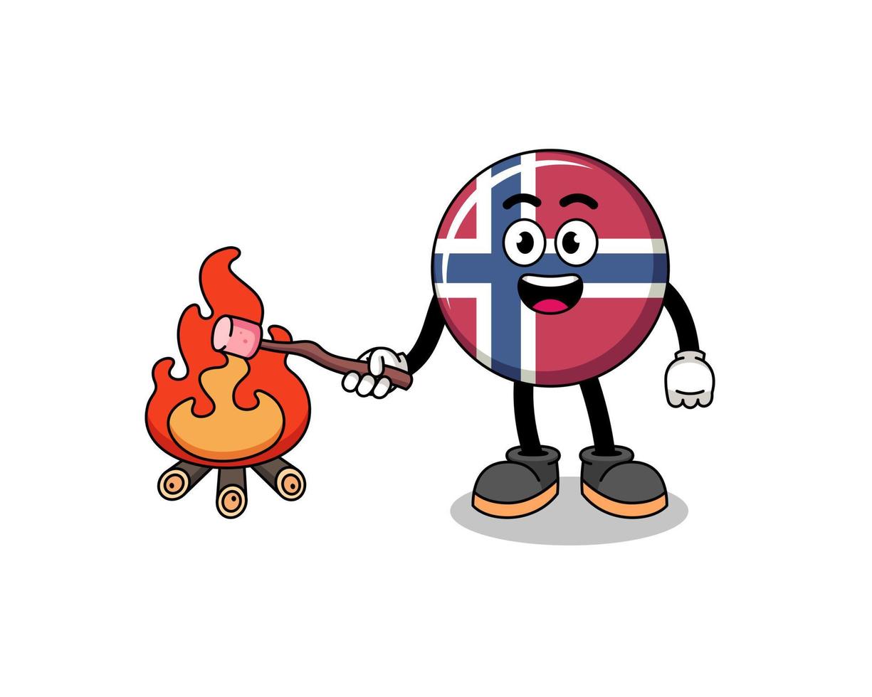 Illustration of norway flag burning a marshmallow vector
