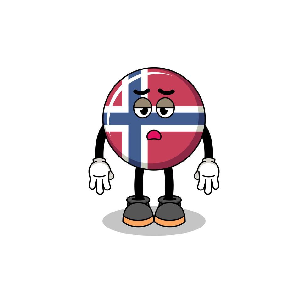 norway flag cartoon with fatigue gesture vector