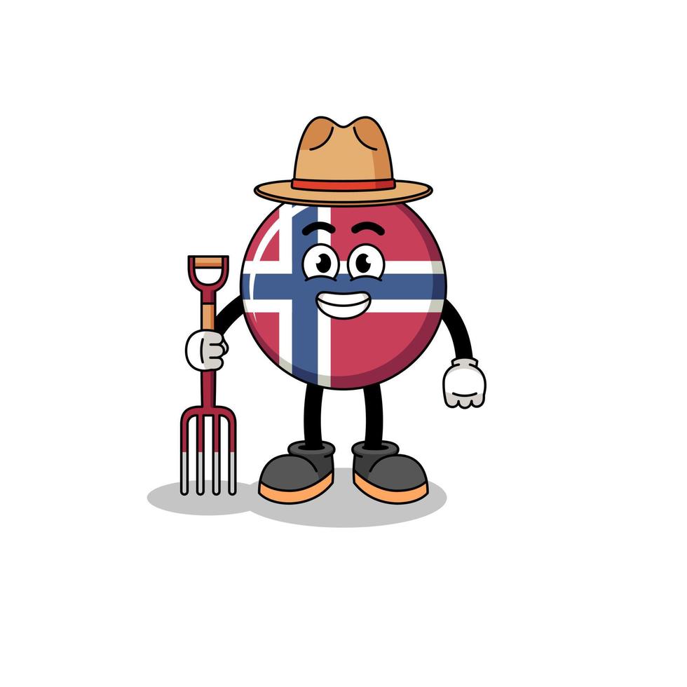 Cartoon mascot of norway flag farmer vector