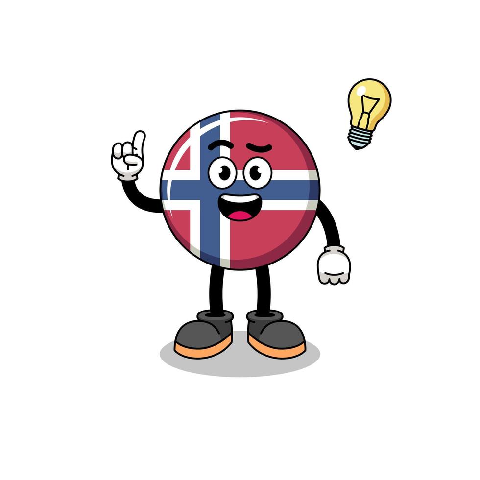 caricatura de la bandera de noruega con una pose de idea vector