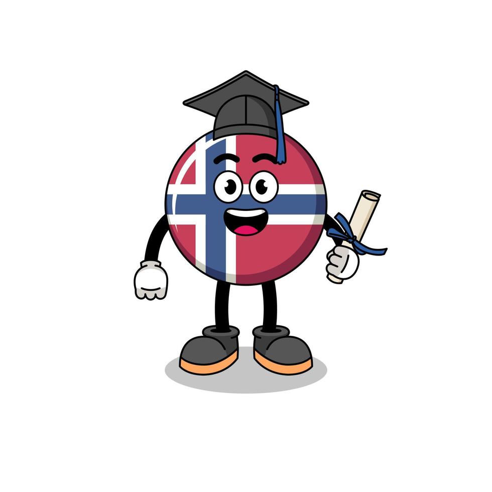 norway flag mascot with graduation pose vector