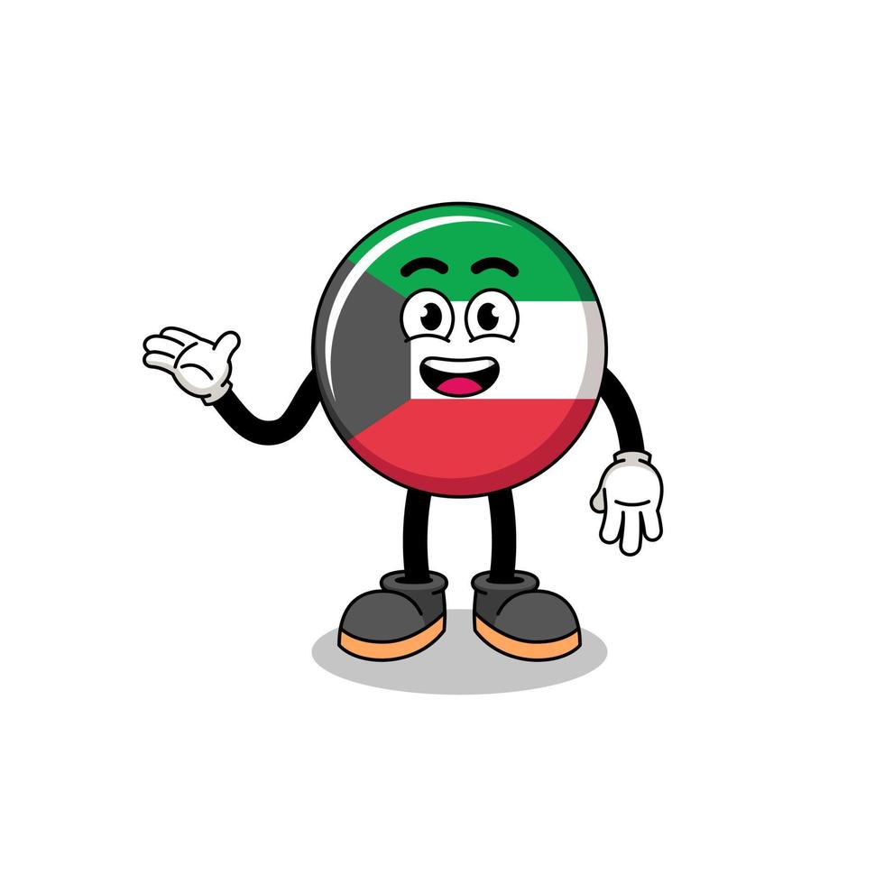 kuwait flag cartoon with welcome pose vector