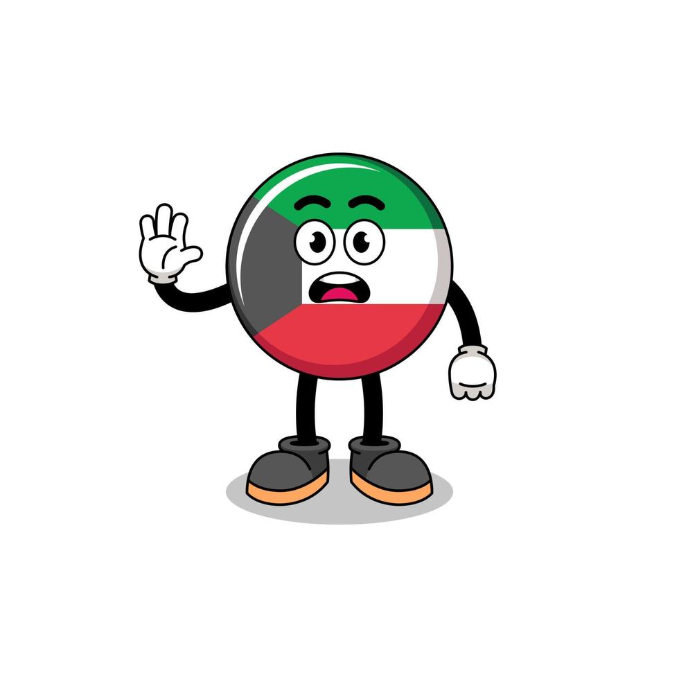 kuwait flag cartoon illustration doing stop hand vector