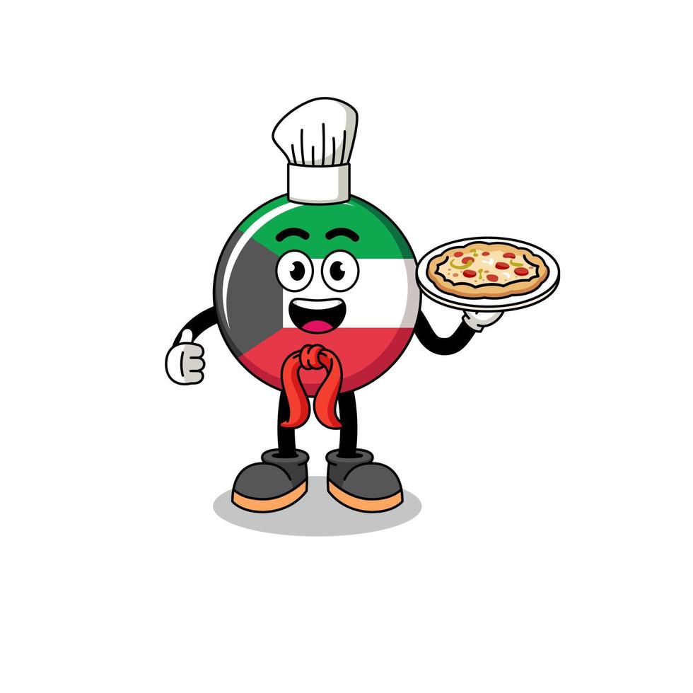 Illustration of kuwait flag as an italian chef vector