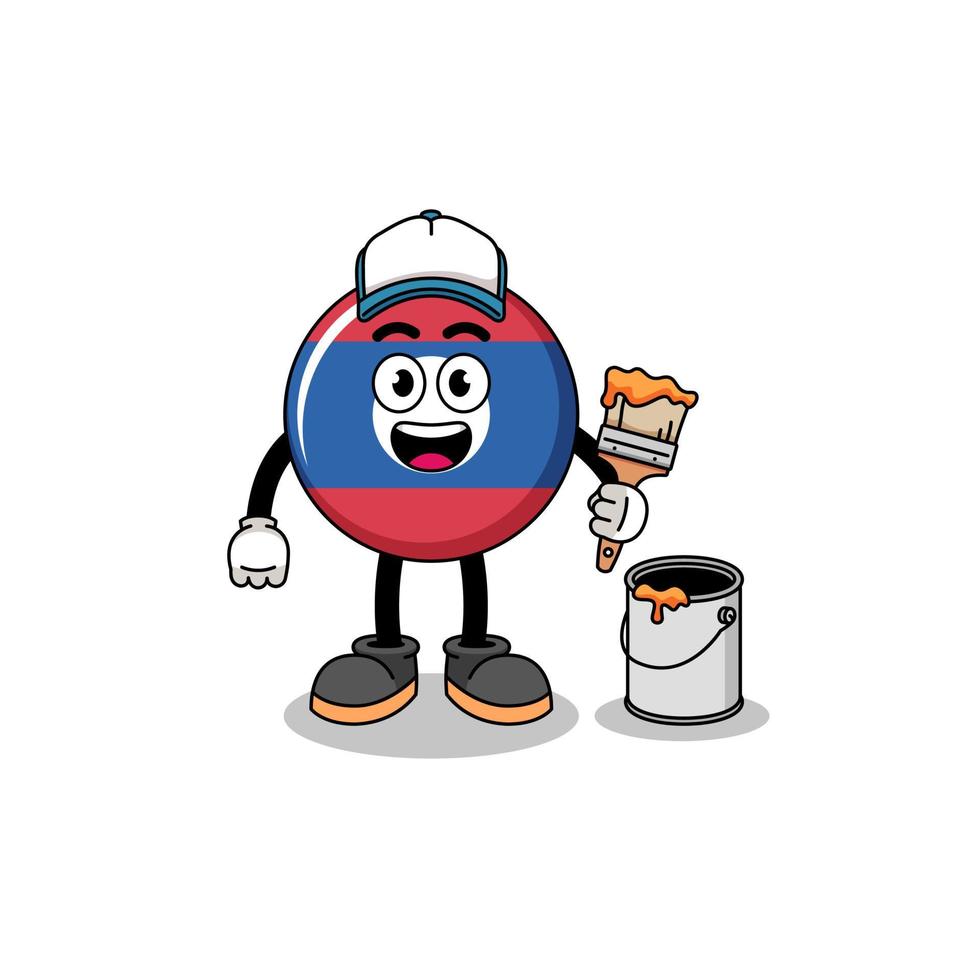 Character mascot of laos flag as a painter vector