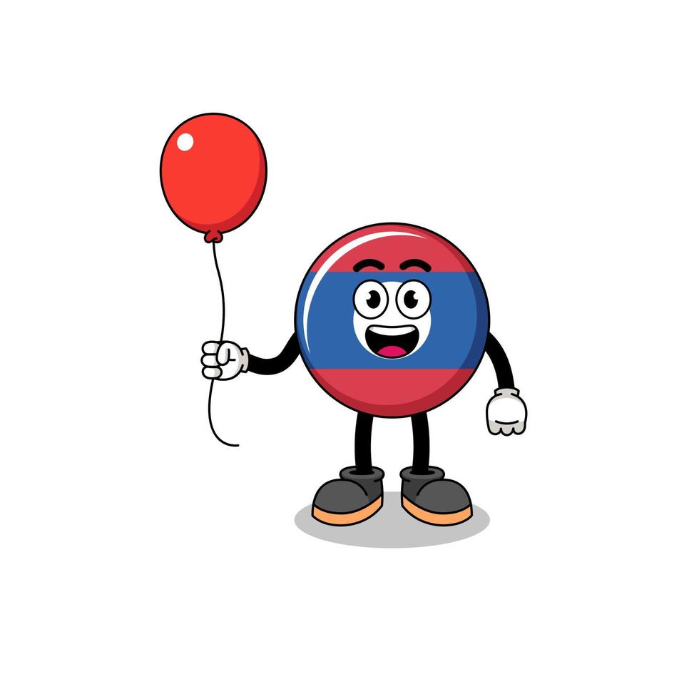 Cartoon of laos flag holding a balloon vector