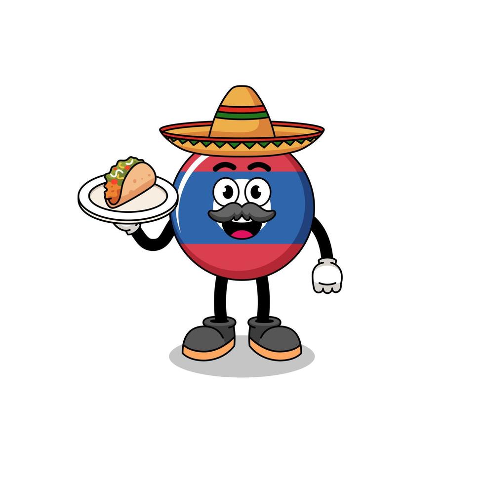 caricatura de personaje de la bandera de laos como chef mexicano vector