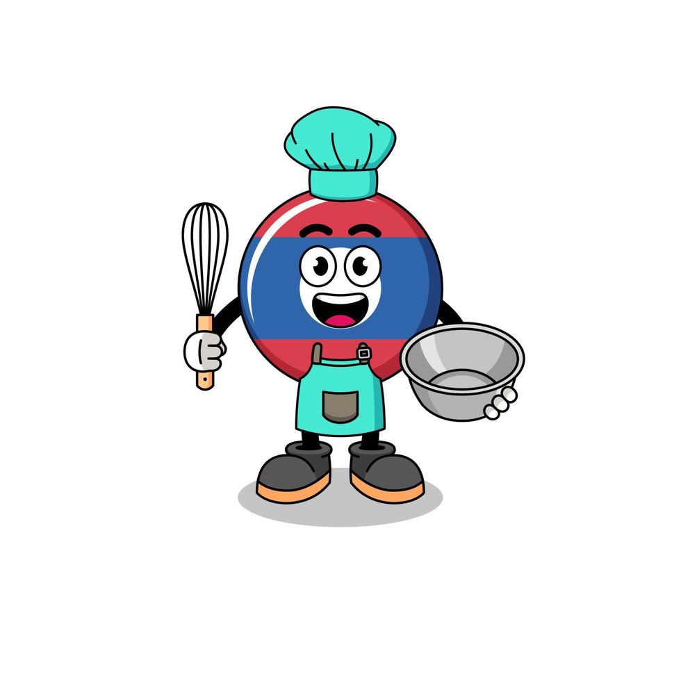 Illustration of laos flag as a bakery chef vector