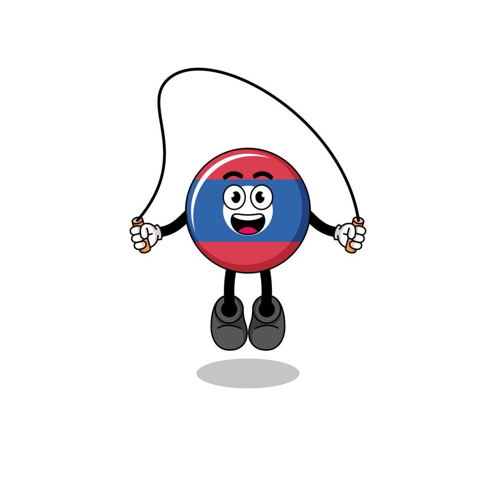 laos flag mascot cartoon is playing skipping rope vector