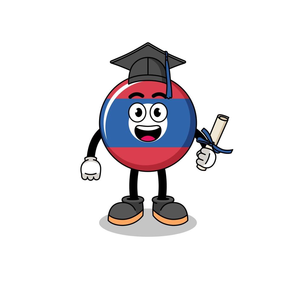 laos flag mascot with graduation pose vector