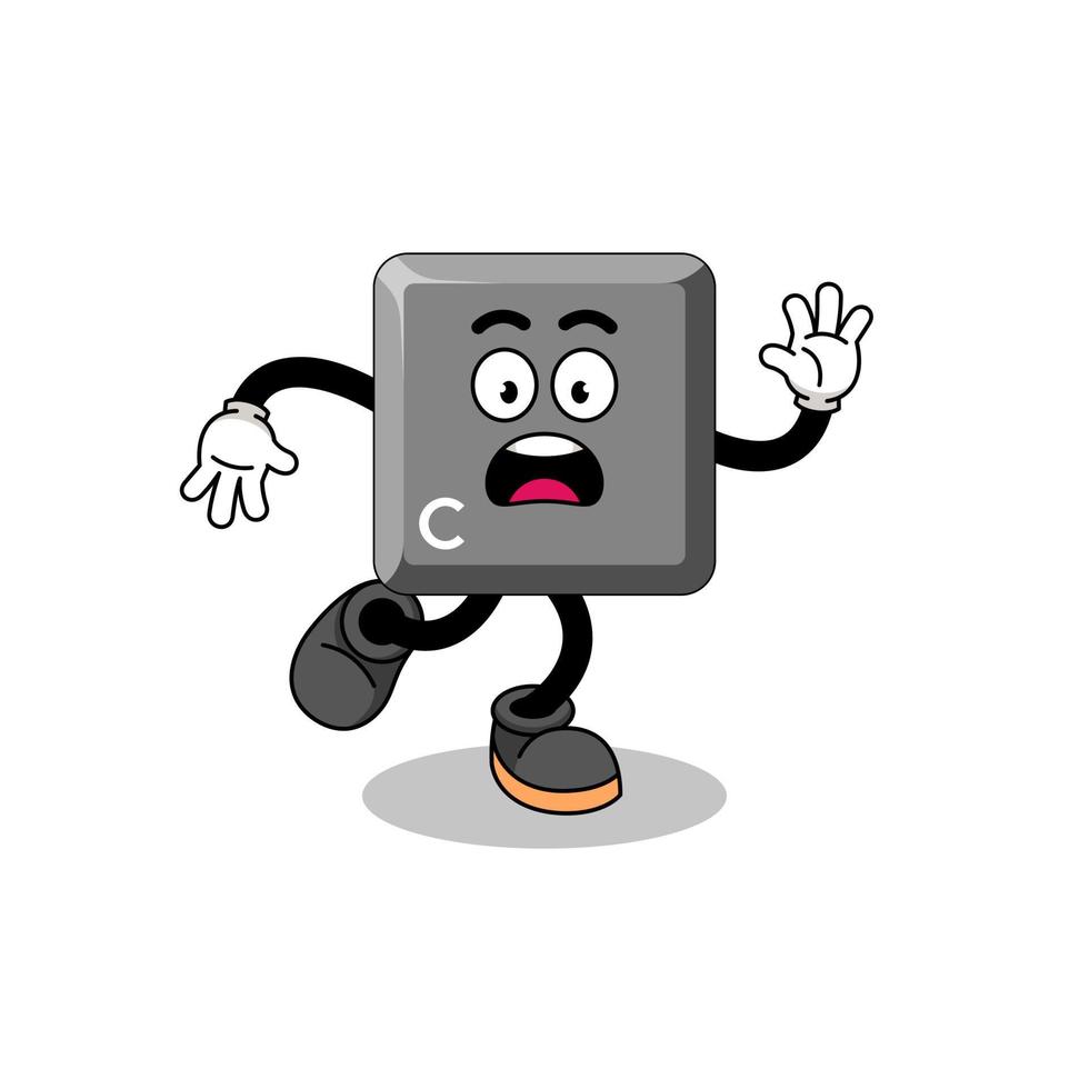 slipping keyboard C key mascot illustration vector
