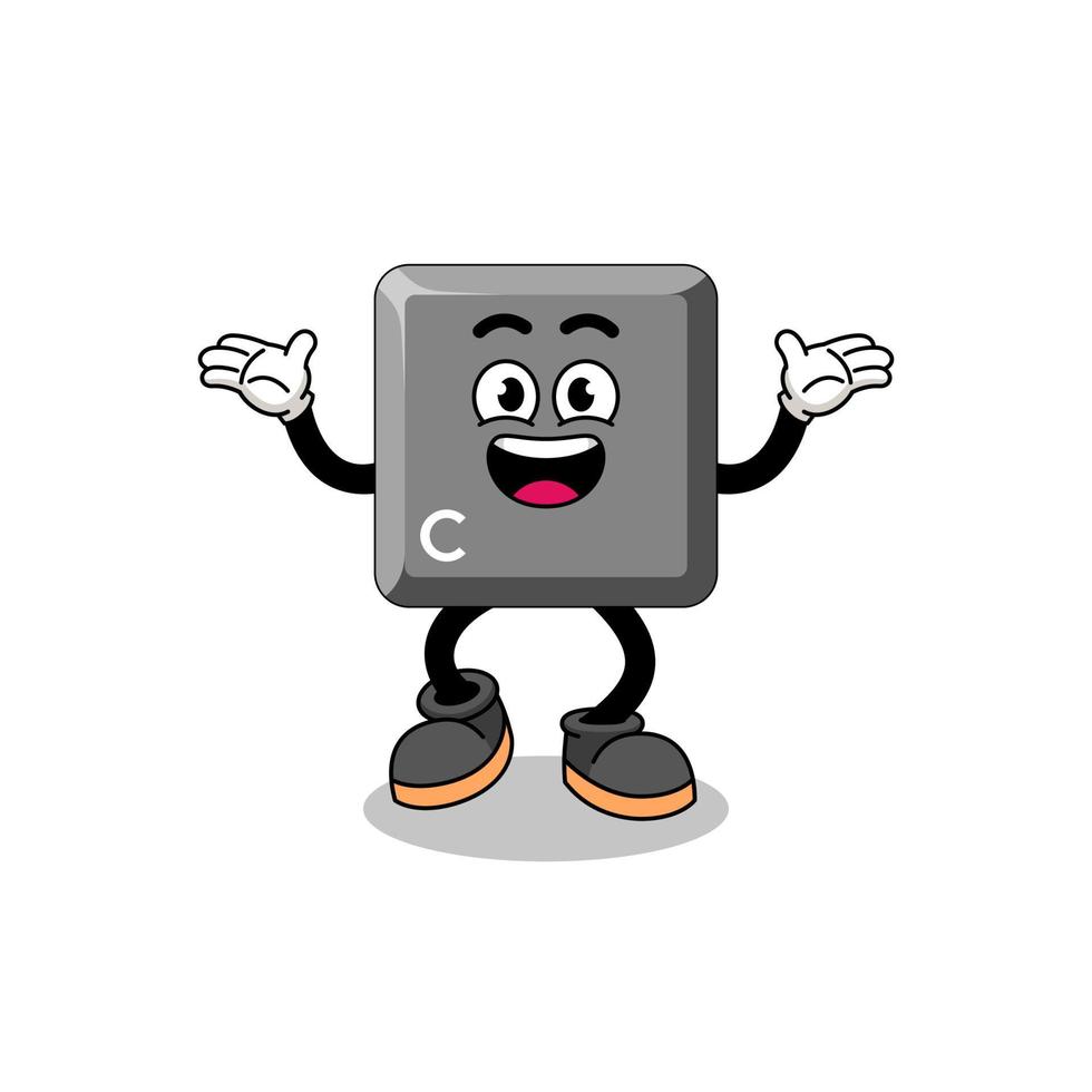 keyboard C key cartoon searching with happy gesture vector