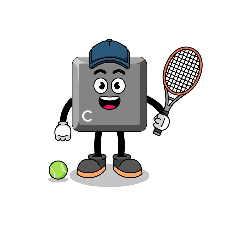 keyboard C key illustration as a tennis player vector
