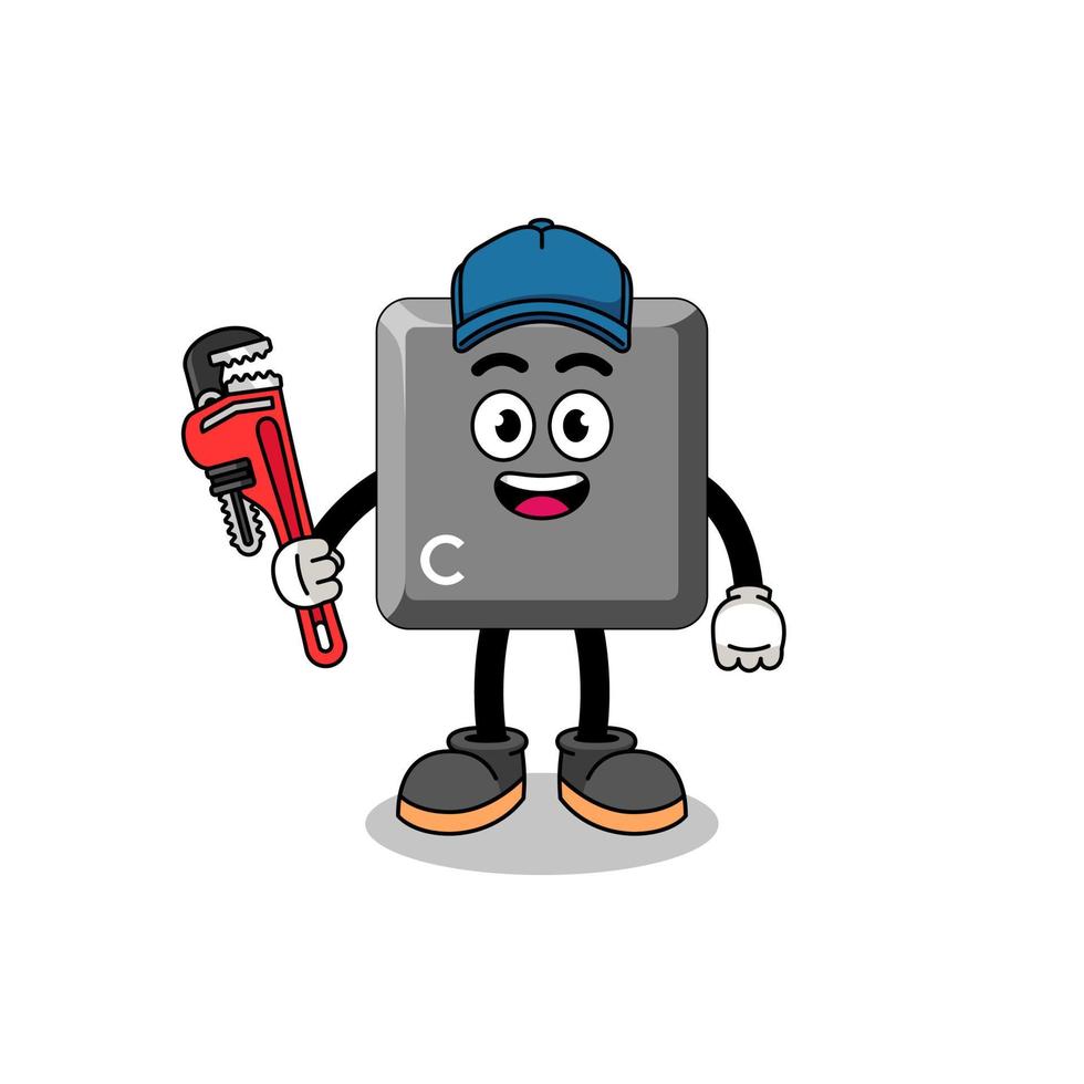 keyboard C key illustration cartoon as a plumber vector