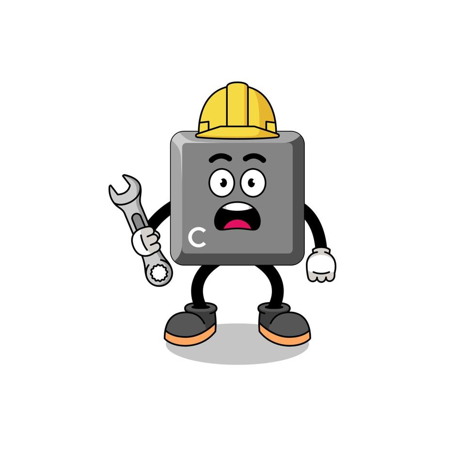 Character Illustration of keyboard C key with 404 error vector