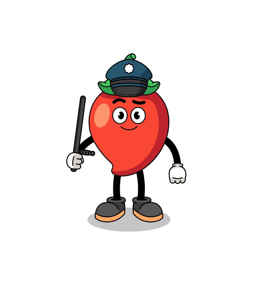 Cartoon Illustration of chili pepper police vector