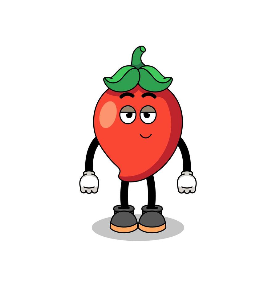 chili pepper cartoon couple with shy pose vector
