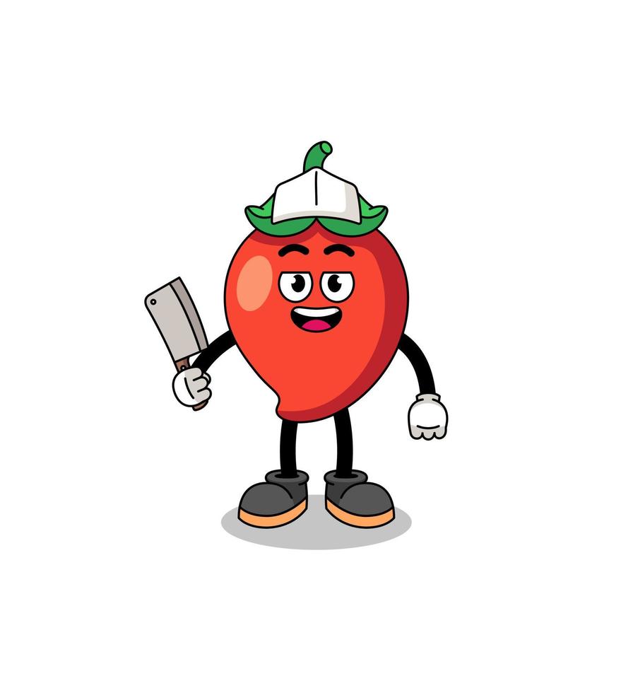 Mascot of chili pepper as a butcher vector