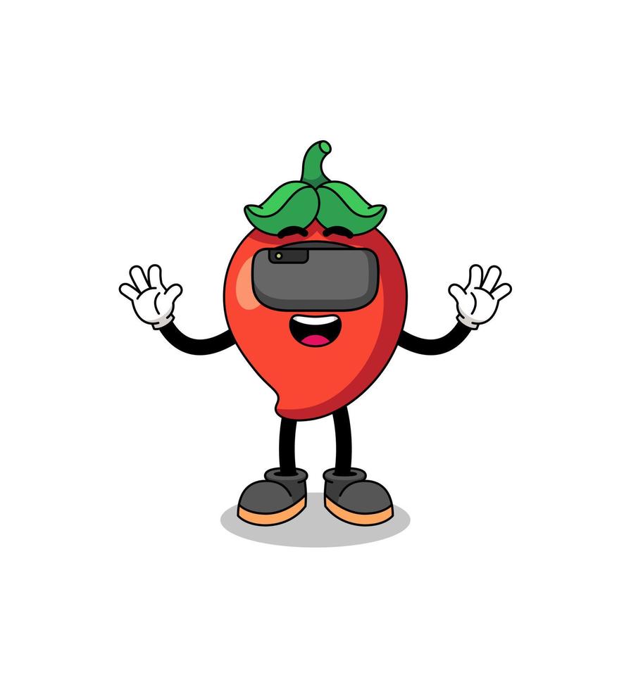 Illustration of chili pepper with a vr headset vector