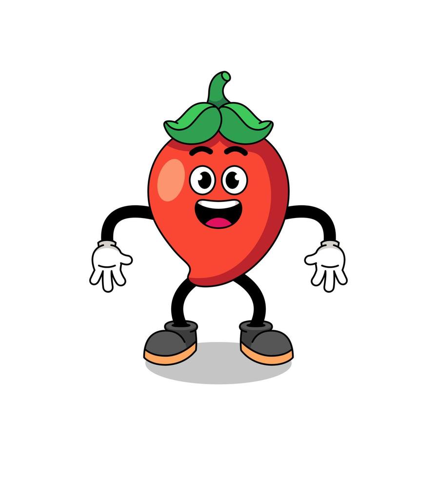 chili pepper cartoon with surprised gesture vector